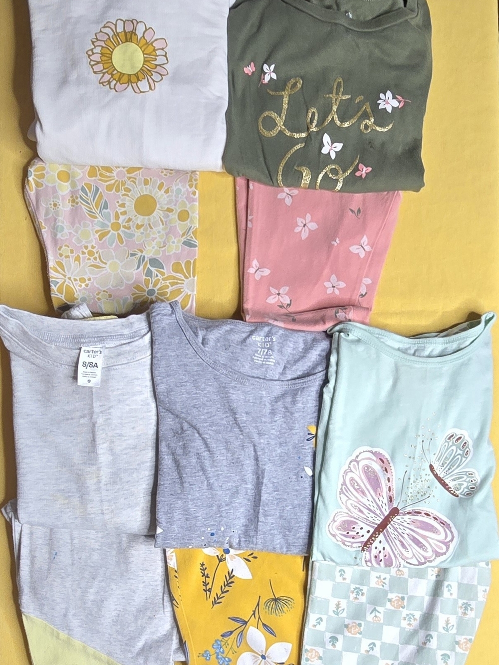 Carter's Girls Mixed Color Floral & Butterfly Short Sleeve Tee Lot